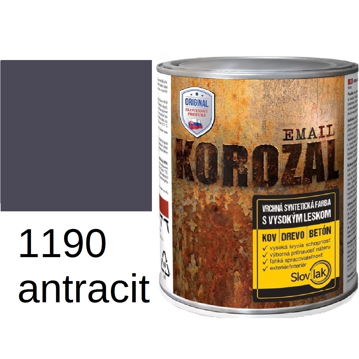 KOROZAL email lesklý 1190 antracit 0,75kg KOROZAL email lesklý 1190 antracit 0,75kg